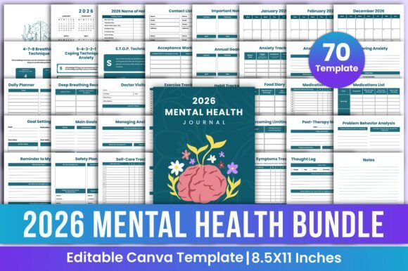 2026 Mental Health Journal Bundle Canva