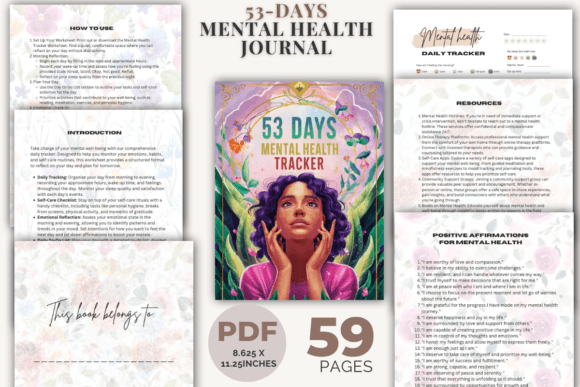53-Days Mental Health Journal Tracker