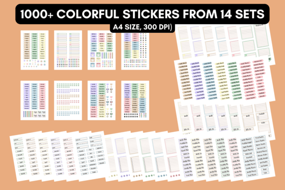 14 Sets Planner Stickers Bundle