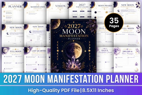 2027 Moon Manifestation Planner Lunar Intention Journal