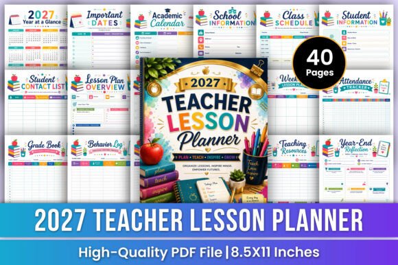 2027 Teacher Lesson Planner Classroom