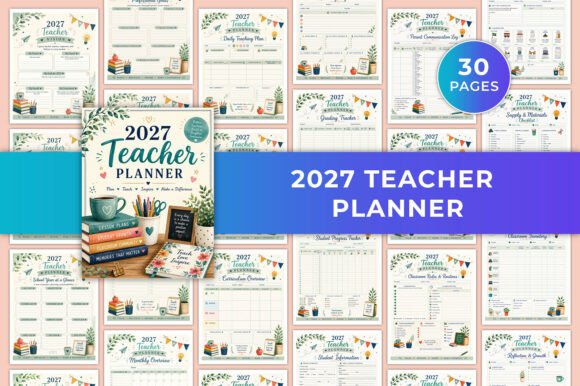 2027 Teacher Planner KDP Interiors 36 Pages