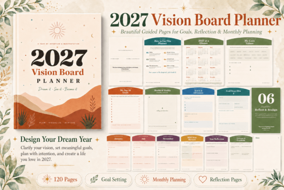2027 Vision Board Planner (120 Pages)