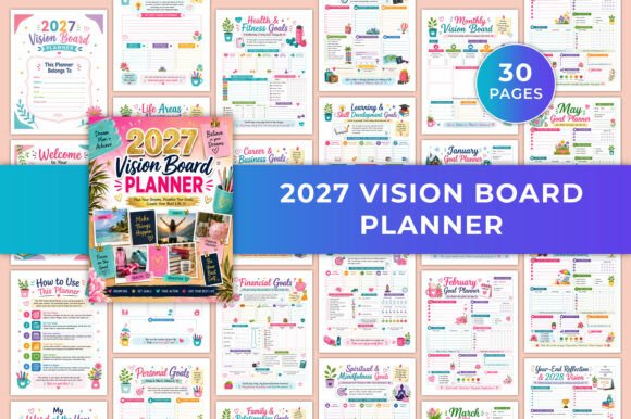 2027 Vision Board Planner KDP Template