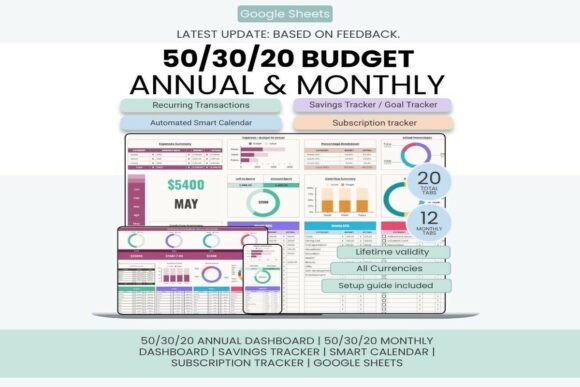 50/30/20 Budget Planner Template - Light