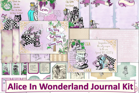 Alice in Wonderland Junk Journal Kit