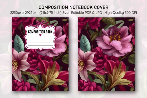 Azalea & Peony Flower Notebook Cover