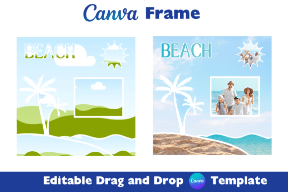 Beach Digital Scrapbook Canva Template