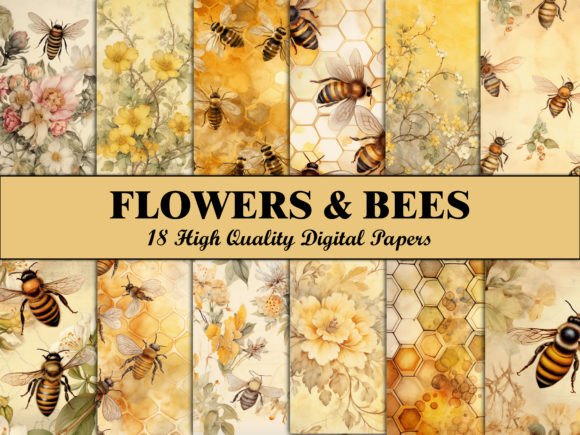 Bee Flowers Scrapbook Paper Pattern