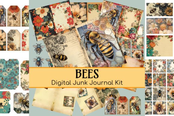 Bees Printable Junk Journal Ephemera Kit