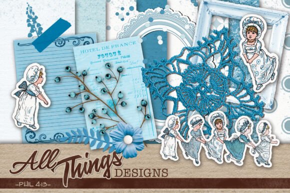 Blue Belles Digital Scrapbook Kit
