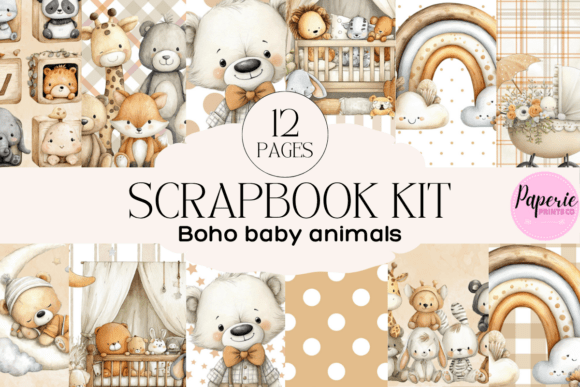 Boho Baby Animal Scrapbook Kit