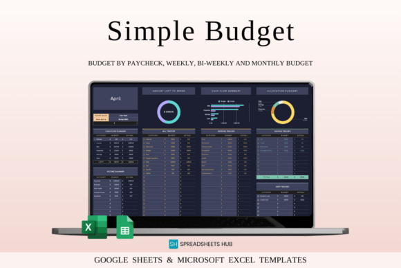 Budget Planner Template in Google Sheets (Dark Theme)