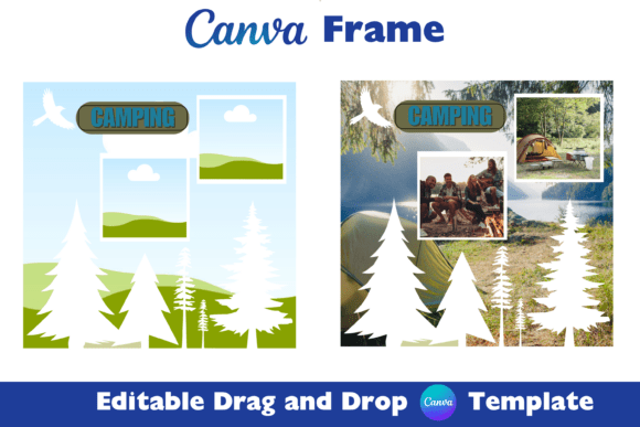 Camping Digital Scrapbook Canva Template