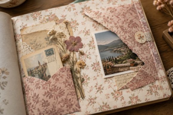 Hybrid junk journal and scrapbook page