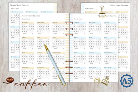 Coffee Planner - Yearly Habit Tracker