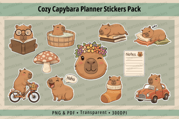 Cozy Capybara Planner Stickers