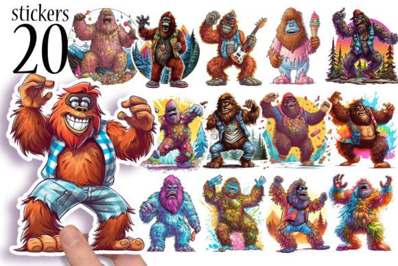 Cryptid Printable Stickers - Bigfoot PNG