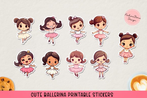 Cute Ballerina Printable Stickers PNG