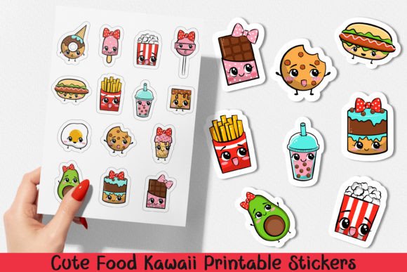 Cute Food Kawaii Printable Stickers PNG
