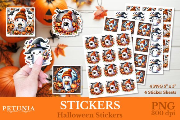 Cute Ghost Halloween Stickers