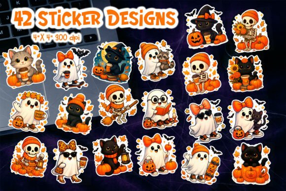 Themed stickers example - Pink Halloween Stickers Bundle