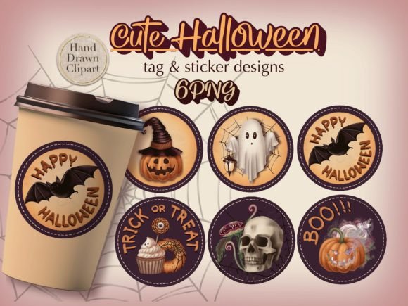 Cute Halloween Stickers Round Design