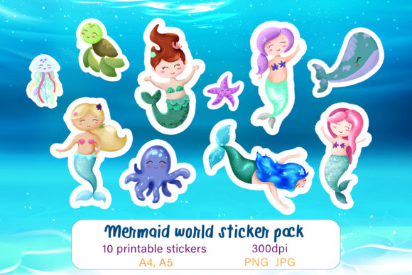 Cute Mermaid Stickers Printable Stickers