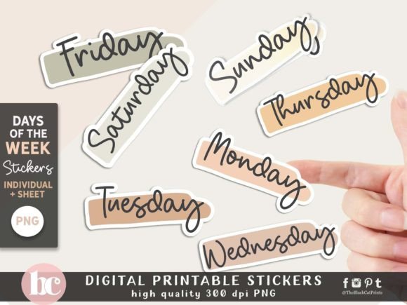 Days of the Week Stickers | Weekdays PNG