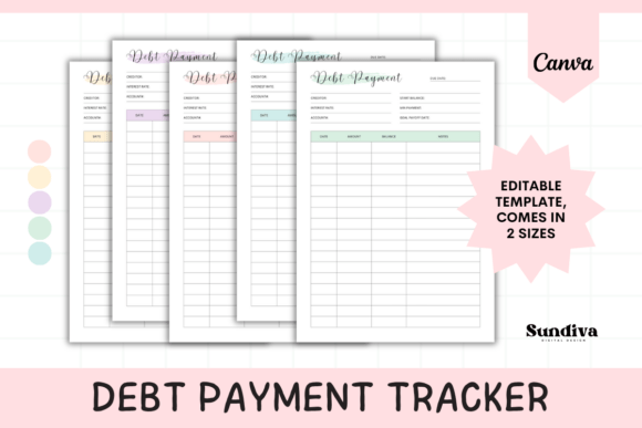 Debt Payment Tracker Editable Template