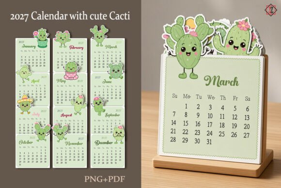 Desk Calendar Cacti 2027