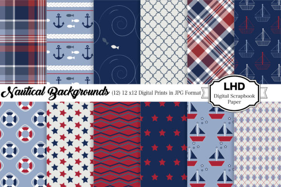 Digital Paper - Nautical Scrapbook Paper