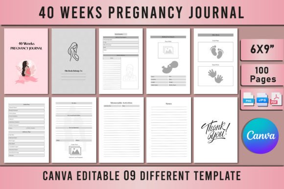 Editable 40 Weeks Pregnancy Journal