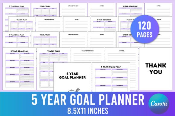 Editable 5 Year Goal Planner for Canva