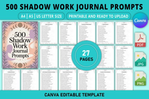 Editable 500 Shadow Work Journal Prompts