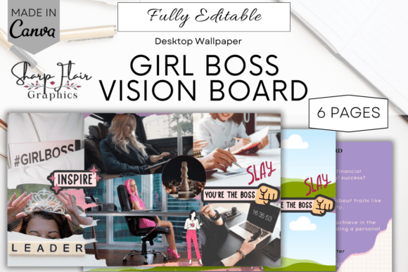 Editable Girl Boss Vision Board | Canva