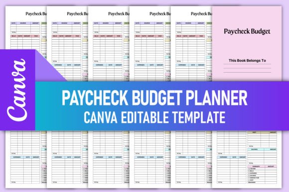 Editable Paycheck Budget Planner Canva