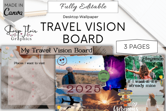 Editable Travel Vision Board Template