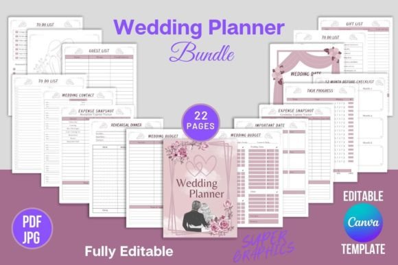 Editable Wedding Planner Canva Templates
