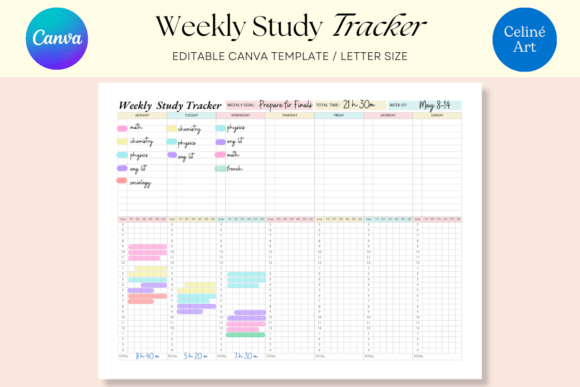 FREE Editable Weekly Study Tracker Canva