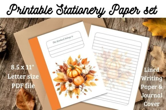 Fall Stationery Paper Pumpkins & Leaves