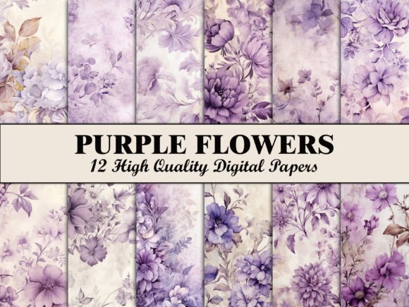 Flower Scrapbook Paper Purple Pattern