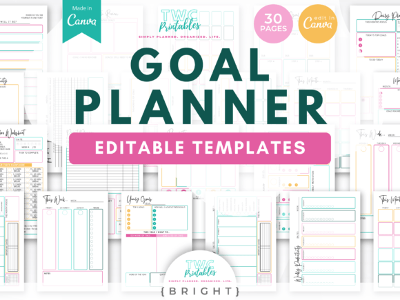 Goal Planner Canva Templates | BRIGHT