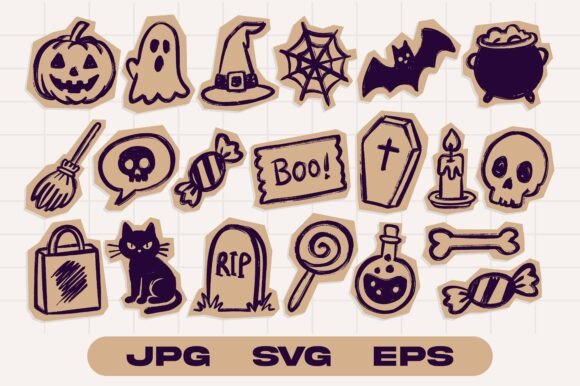 Halloween Scrapbook Doodle Element Print