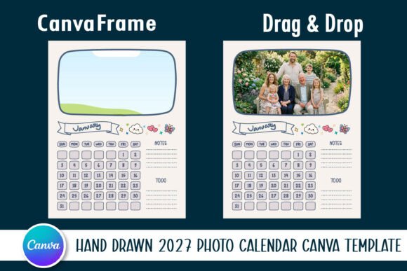 Hand Drawn 2027 Calendar Canva Template