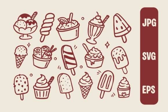 Hand Drawn Ice Cream Doodle Set Design