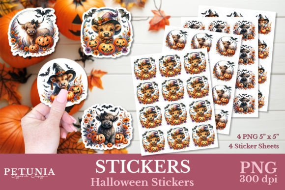 Highland Cow Halloween Stickers