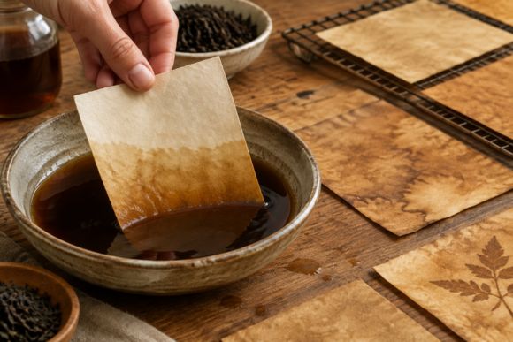 How to tea-stain paper for a vintage scrapbook cover