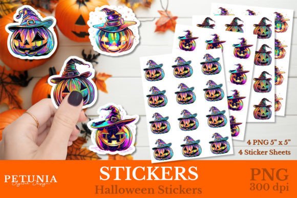 Iridescent Pumpkin Halloween Stickers