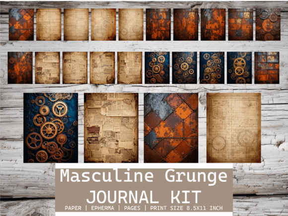 Masculine Grunge Junk Journal Pages
